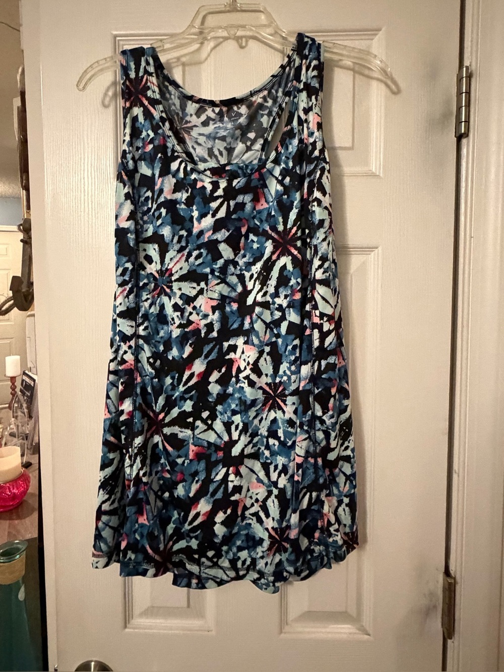 Lane Bryant Blue & Pink Abstract Tie-Dye Tank